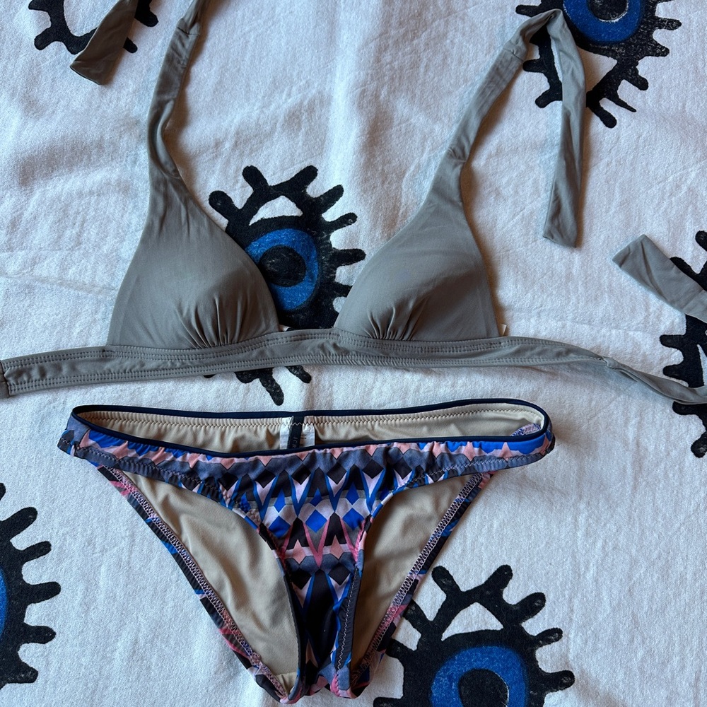 J. Crew Gray and Multicolor Bikini